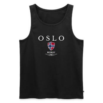 Oslo Norway, elegant and minimalist design - Men's Premium Organic Tank Top - black - Front - AI Model Male 178 light (178cm)