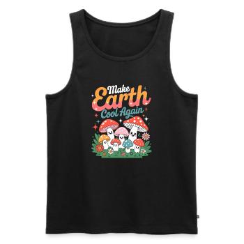 Make Earth Cool Again Kawaii Mushroom Nature - Men's Premium Organic Tank Top - black - Front - AI Model Male 178 light (178cm)