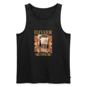 Ascenseur pour tout-petits et enfants - Débardeur bio Premium Homme - noir - Devant - AI Model Male 178 light (178cm)
