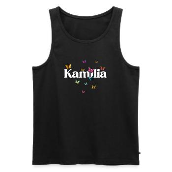 Schöner Mädchenname mit Schmetterlingen KAMILIA - Männer Premium Bio Tank Top - Schwarz - Vorne - AI Model Male 178 light (178cm)