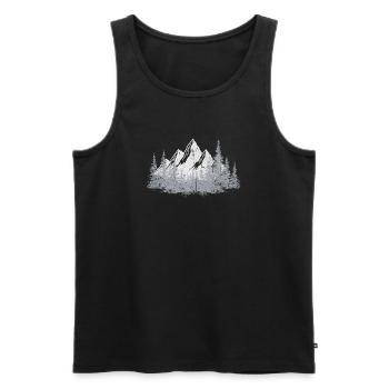 Ruhige Bergwald-Silhouette - Männer Premium Bio Tank Top - Schwarz - Vorne - AI Model Male 178 light (178cm)