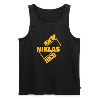 NIKLAS - Men's Premium Organic Tank Top - black - Front - AI Model Male 178 light (178cm)