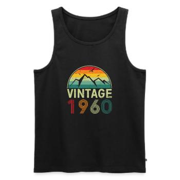 Motif de coucher de soleil de montagne vintage - Débardeur bio Premium Homme - noir - Devant - Michal (187cm)