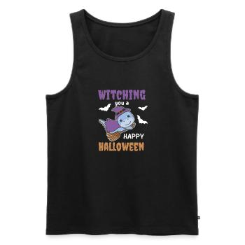 Dino Hexe Witching you a Happy Halloween - Männer Premium Bio Tank Top - Schwarz - Vorne - AI Model Male 178 light (178cm)