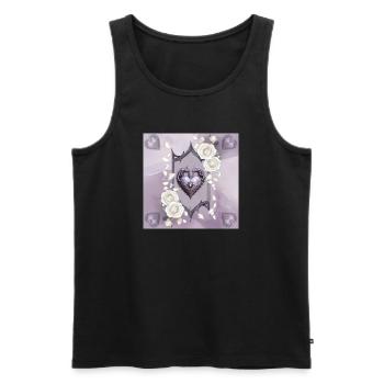 Coeur décoratif avec des roses blanches - Débardeur bio Premium Homme - noir - Devant - AI Model Male 178 light (178cm)