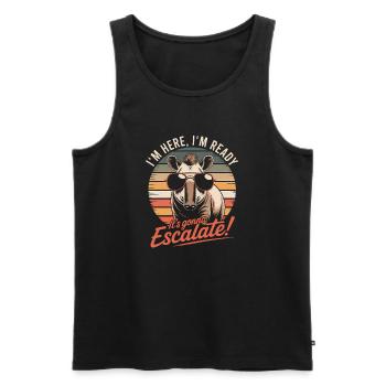 Retro Tapir I'm Here We Go It Escalates Anyway - Men's Premium Organic Tank Top - black - Front - Michal (187cm)
