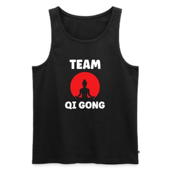 Qi Gong Design Zen Balance - Men's Premium Organic Tank Top - black - Front - AI Model Male 178 light (178cm)