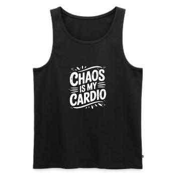 Le chaos, c’est mon cardio - Débardeur bio Premium Homme - noir - Devant - AI Model Male 178 light (178cm)