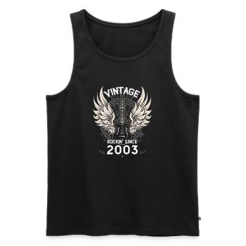 Vintage Rockin' Since 2003 – 22 ans de rythme - Débardeur bio Premium Homme - noir - Devant - Michal (187cm)
