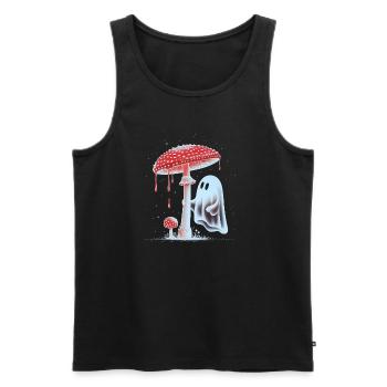 Spooky Ghost with Bloody Red Mushroom - Men's Premium Organic Tank Top - black - Front - AI Model Male 178 light (178cm)