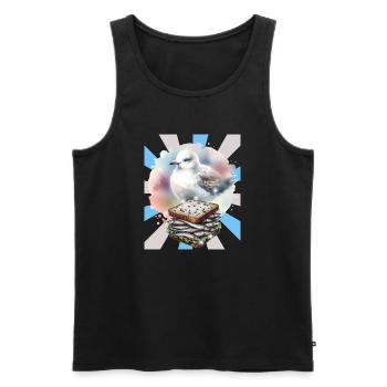 Fisch und Möwe Sandwich Illustration - Männer Premium Bio Tank Top - Schwarz - Vorne - AI Model Male 178 light (178cm)