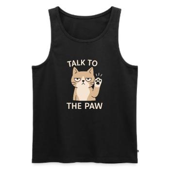 Funny Cat Talk To The Paw Cat Holder - Men's Premium Organic Tank Top - black - Front - AI Model Male 178 light (178cm)
