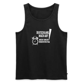 Deutschland Wach Auf Motiv mit Wecker - Männer Premium Bio Tank Top - Schwarz - Vorne - Michal (187cm)