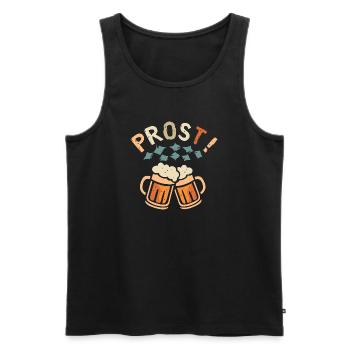 PROST! – Chopes à bière en mousse de style bavarois - Débardeur bio Premium Homme - noir - Devant - AI Model Male 178 light (178cm)
