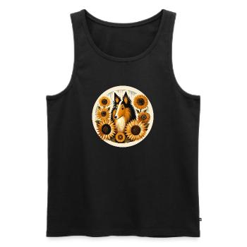Collie fantaisiste avec cadre de tournesol - Débardeur bio Premium Homme - noir - Devant - Michal (187cm)