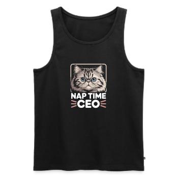 Nap Time CEO Funny Cat Office Humor Home Office - Men's Premium Organic Tank Top - black - Front - AI Model Male 178 light (178cm)