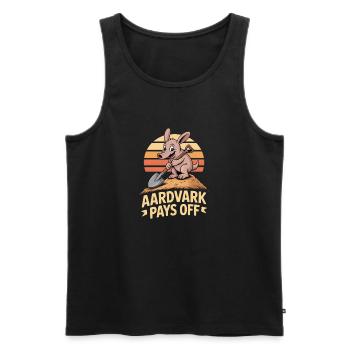Aardvark Motivation AARDVARK PAYS OFF - Men's Premium Organic Tank Top - black - Front - AI Model Male 178 light (178cm)