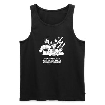Fear for existence - Men's Premium Organic Tank Top - black - Front - AI Model Male 178 light (178cm)