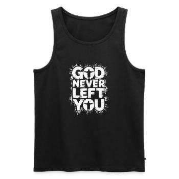 God Never Left You Design - Männer Premium Bio Tank Top - Schwarz - Vorne - AI Model Male 178 light (178cm)