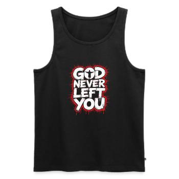 God Never Left You Design - Männer Premium Bio Tank Top - Schwarz - Vorne - AI Model Male 178 light (178cm)