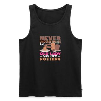 Unterschätze Nie Eine Alte Dame Die Töpfert - Männer Premium Bio Tank Top - Schwarz - Vorne - Michal (187cm)