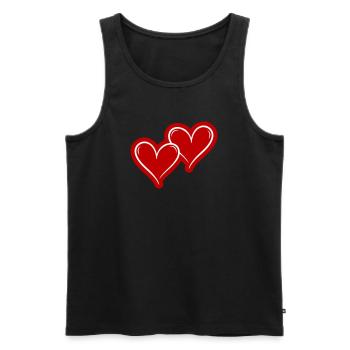 Symbole des cœurs amoureux - Débardeur bio Premium Homme - noir - Devant - Michal (187cm)