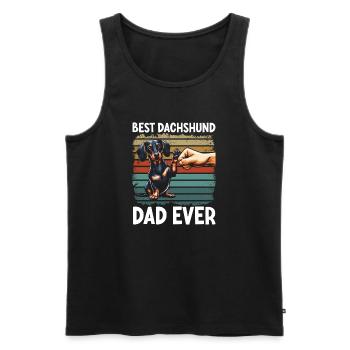 Dackel Papa Dachshund Design Männer Vatertag - Männer Premium Bio Tank Top - Schwarz - Vorne - AI Model Male 178 light (178cm)