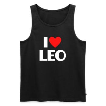 I love Leo Rotes Herz Romantischer Name Fan - Männer Premium Bio Tank Top - Schwarz - Vorne - AI Model Male 178 light (178cm)