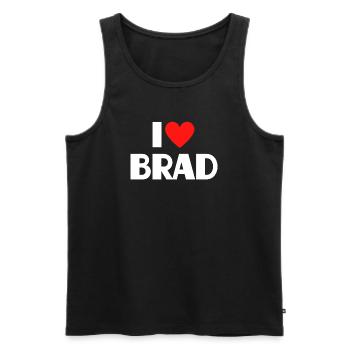 J'aime Brad Red Heart, fan du nom romantique - Débardeur bio Premium Homme - noir - Devant - Michal (187cm)