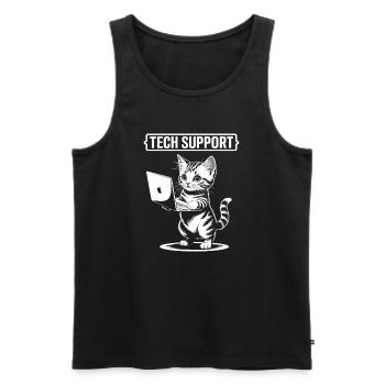 Funny Tech Support Cute Cat Ironic IT - Men's Premium Organic Tank Top - black - Front - Michal (187cm)