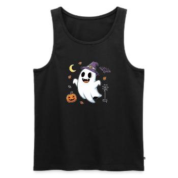 Fantôme de sorcière fantaisiste en costume d'automne - Débardeur bio Premium Homme - noir - Devant - Michal (187cm)