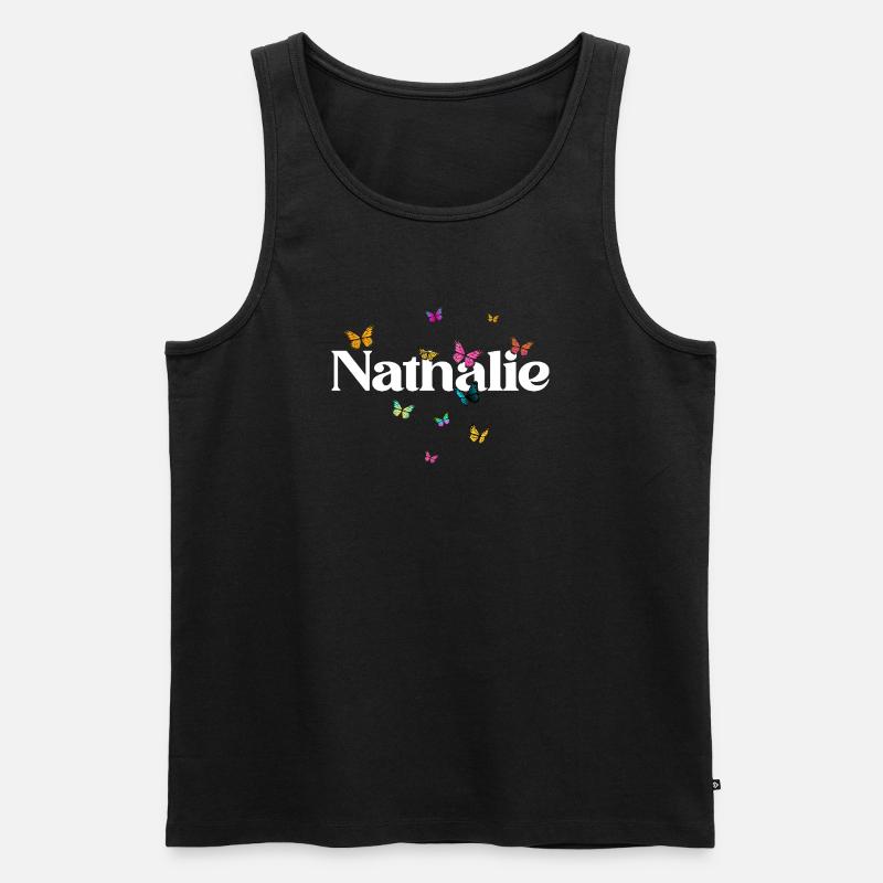 Schöner Mädchenname mit Schmetterlingen NATHALIE - Männer Premium Bio Tank Top - Schwarz