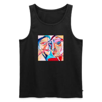 Colorful Abstract Expressionist Portrait - Men's Premium Organic Tank Top - black - Front - AI Model Male 178 light (178cm)