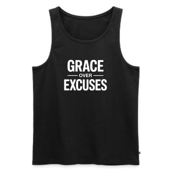 Christian Grace Over Excuses Faith Motivation - Men's Premium Organic Tank Top - black - Front - AI Model Male 178 light (178cm)