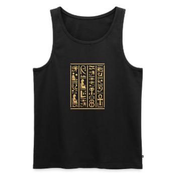 Hiéroglyphes égyptiens Pyramide d'Égypte - Débardeur bio Premium Homme - noir - Devant - AI Model Male 178 light (178cm)