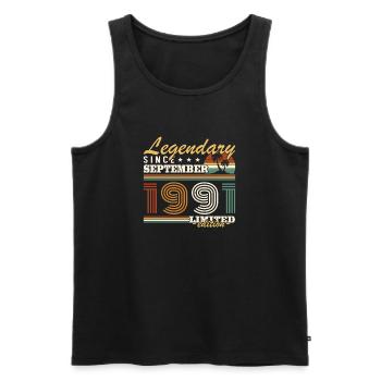 September 1991 Vintage Birthday Gift - Men's Premium Organic Tank Top - black - Front - Michal (187cm)