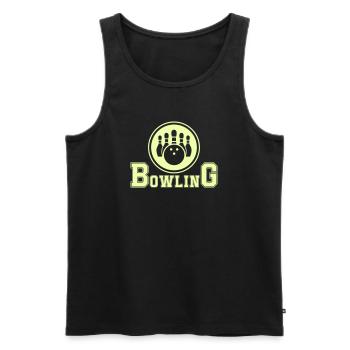 Retro Bowling Design in Neon Grün - Männer Premium Bio Tank Top - Schwarz - Vorne - AI Model Male 178 light (178cm)
