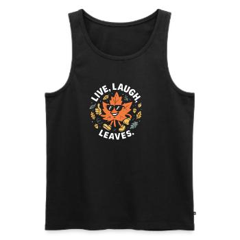 Leben Lachen Blätter Glücklich Herbst Ernte Herbst - Männer Premium Bio Tank Top - Schwarz - Vorne - Michal (187cm)