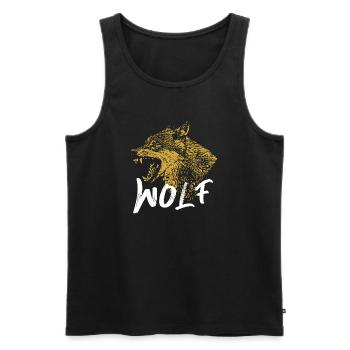 Design d'Illustration de Loup en Or - Débardeur bio Premium Homme - noir - Devant - AI Model Male 178 light (178cm)