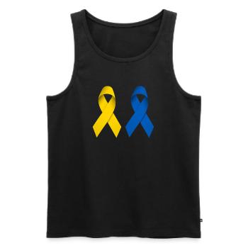 Boucles de paix pour l’Ukraine - Débardeur bio Premium Homme - noir - Devant - Michal (187cm)