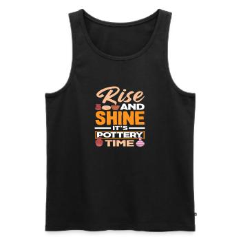 Rise And Shine It's Pottery Time - Men's Premium Organic Tank Top - black - Front - AI Model Male 178 light (178cm)