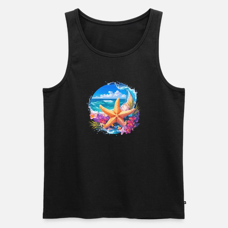 Seesterne Seestern - Männer Premium Bio Tank Top - Schwarz