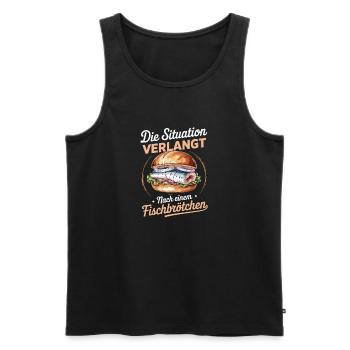 La situation appelle un sandwich au poisson - Débardeur bio Premium Homme - noir - Devant - AI Model Male 178 light (178cm)