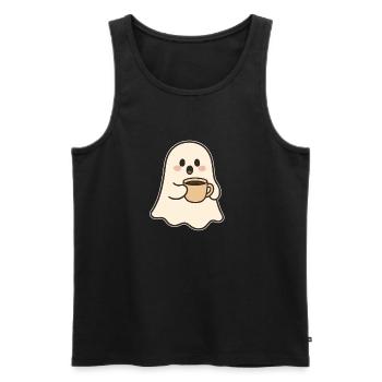 Sweet ghost coffee enjoyment - Men's Premium Organic Tank Top - black - Front - AI Model Male 178 light (178cm)