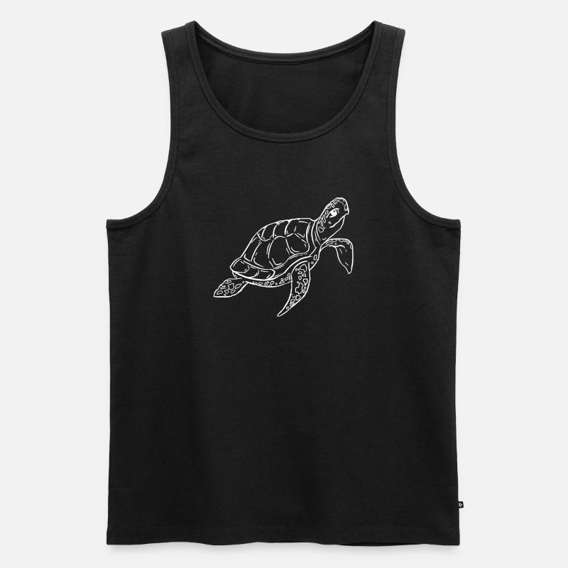 Sea Turtle Ocean Illustration  - Männer Premium Bio Tank Top - Schwarz