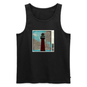 Phare dans la tempête - Débardeur bio Premium Homme - noir - Devant - AI Model Male 178 light (178cm)