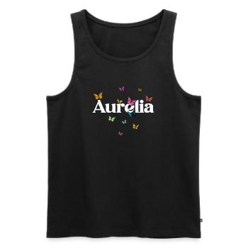 Beautiful girl's name with butterflies AURELIA - Men's Premium Organic Tank Top - black - Front - AI Model Male 178 light (178cm)
