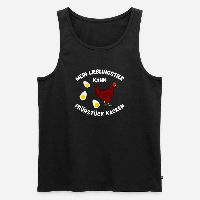 Hühnchen mit Frühstücksfreude Design - Männer Premium Bio Tank Top - Schwarz