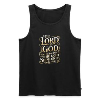 Le Seigneur est Dieu – Psaume 118:27 - Débardeur bio Premium Homme - noir - Devant - AI Model Male 178 light (178cm)