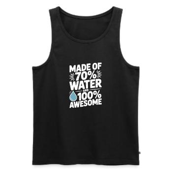 Composé à 70 % d'eau et à 100 % génial - Débardeur bio Premium Homme - noir - Devant - AI Model Male 178 light (178cm)